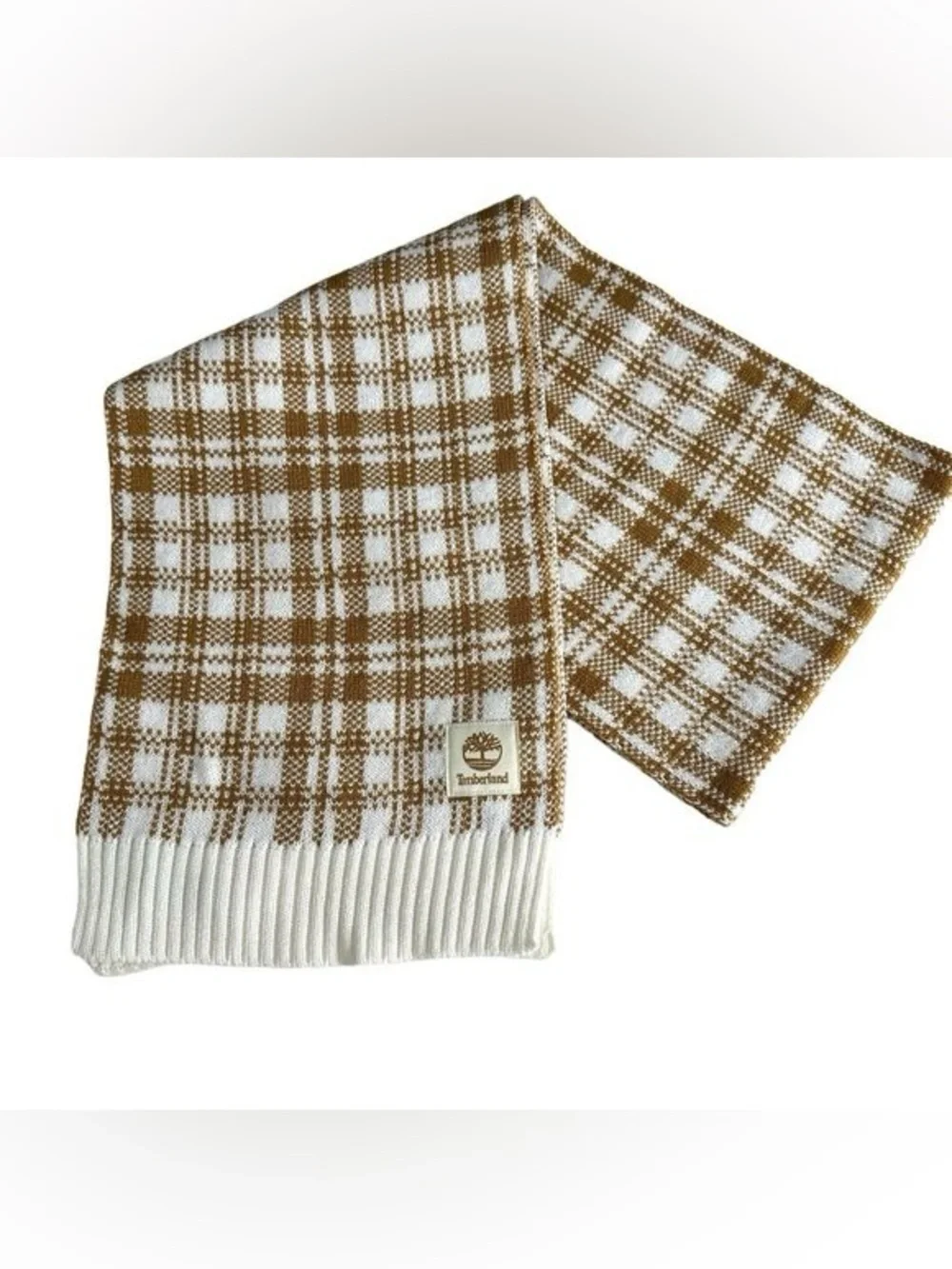 Timberland Buffalo Plaid Scarf 🧣 Brown & Cream‎ NWT